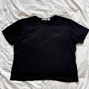 Nordstrom Y2k oversized black basic slinky short sleeve shirt sz L minimalist